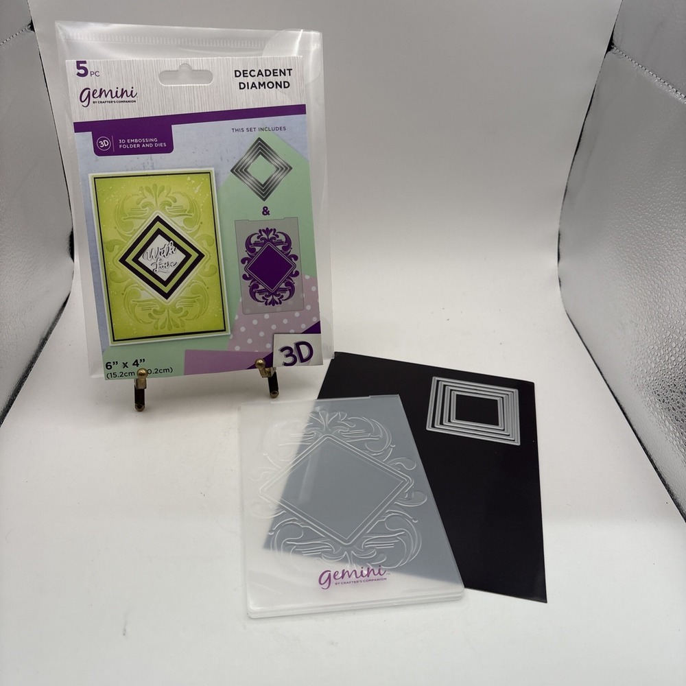 Gemini Decadent Diamond~Dies & 3D Embossing Folder~5 pc Set~Crafters Companion